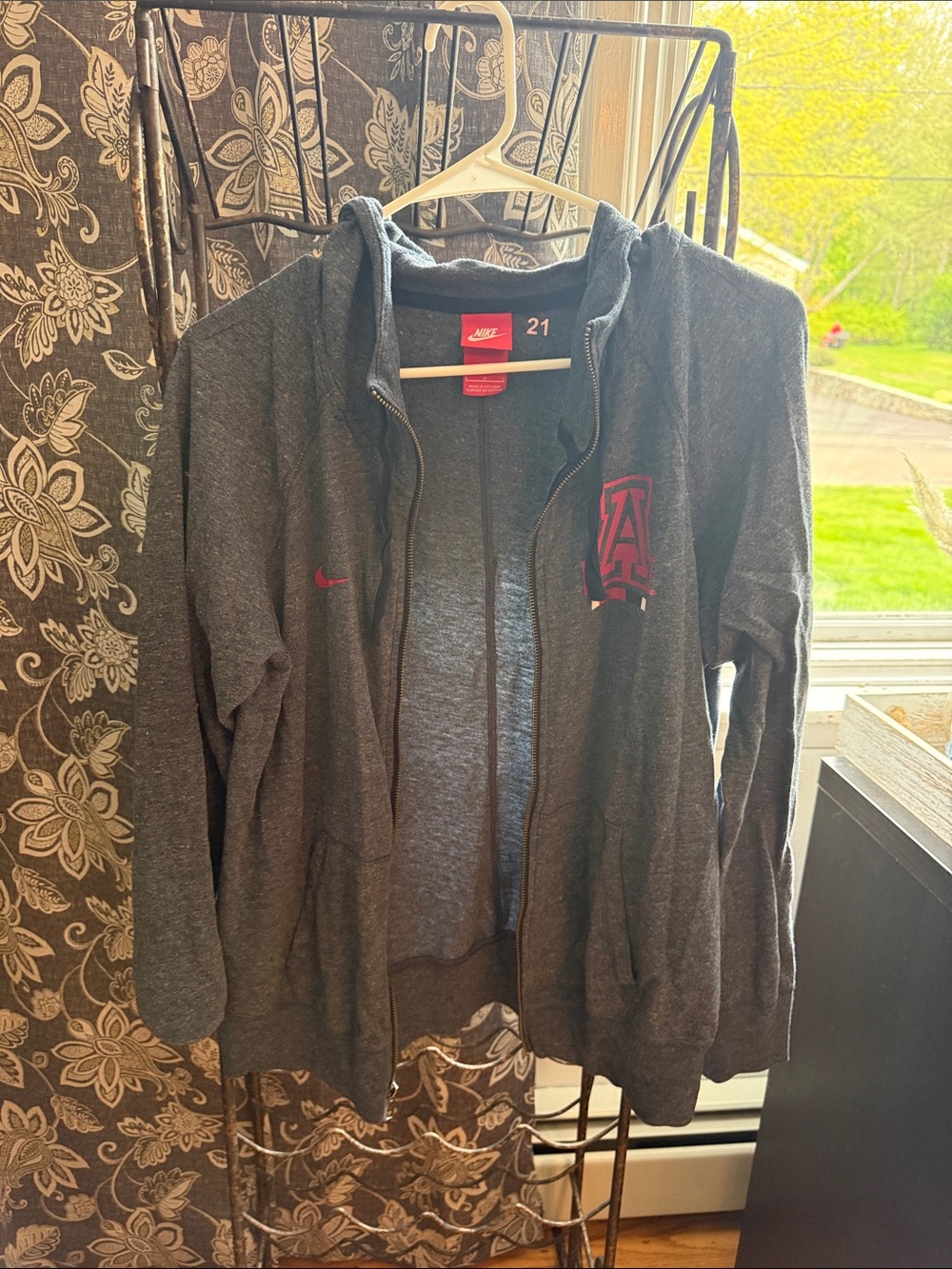 Nike Charcoal Gray Hoodie with Red Accents